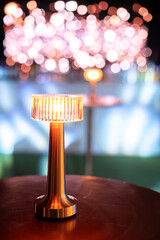 Lamp on the table in a restaurant