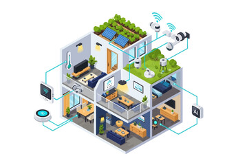 Obraz premium Smart home interior design with automated systems and eco-friendly features