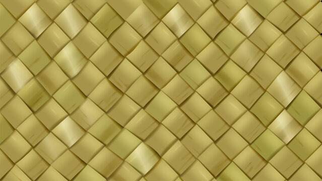 Woven Young Coconut Leaves Ketupat Background, Vector Illustration
