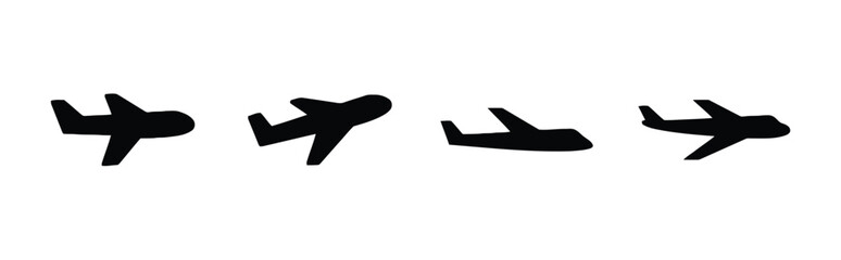 Airplane icons in various poses for travel and transportation themes © Jhgnkg