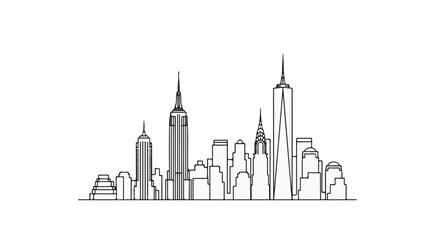 Obraz premium A minimalist black and white line drawing of a famous city skyline