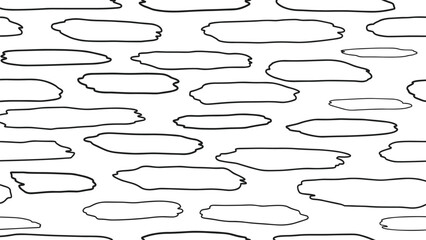 Minimalist seamless pattern featuring black hand-drawn horizontal brush strokes on a plain and simple white background.