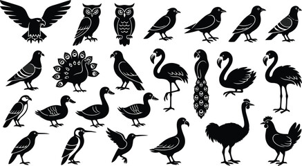 Obraz premium Set of 20 bird silhouettes vector