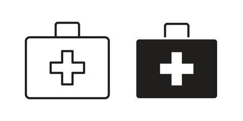 Obraz premium First aid kit icons collection glyph and mixed vector Illustrations