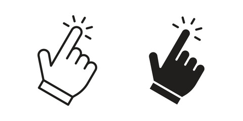 Fototapeta premium Hand click icons collection glyph and mixed vector Illustrations