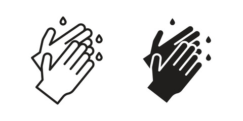 Handwashing icons collection glyph and mixed vector Illustrations
