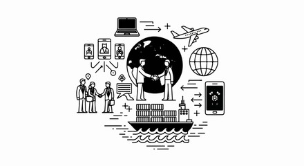 Obraz premium Global business connections and logistics visualized with icons