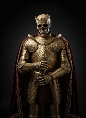 Golden Skeleton King in Ornate Armor with Red Cape