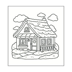 Japanese scene hand drawing coloring page
