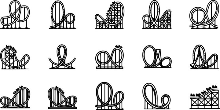 Rollercoaster silhouette vector. Rollercoaster Black flat icon illustration
