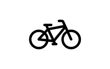 Fototapeta premium A simple black bicycle icon on a white background is displayed.