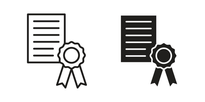 Qualification icons collection glyph and mixed vector Illustrations