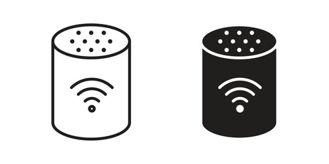 Smart speaker icons collection glyph and mixed vector Illustrations