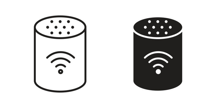 Smart speaker icons collection glyph and mixed vector Illustrations