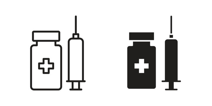 Vaccination icons collection glyph and mixed vector Illustrations