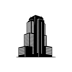 Obraz premium Commercial Office Building Tower Black Vector Silhouette