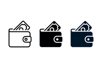 Minimalist Wallet Icons with Money
