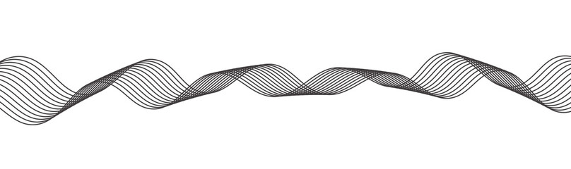 Abstract vector background with black wavy lines. Black wave background. Black lines vector illustration. Curved wave