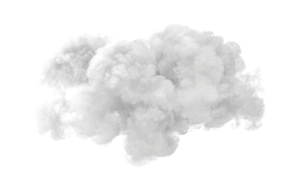 White smoke 3d cloud on transparent background