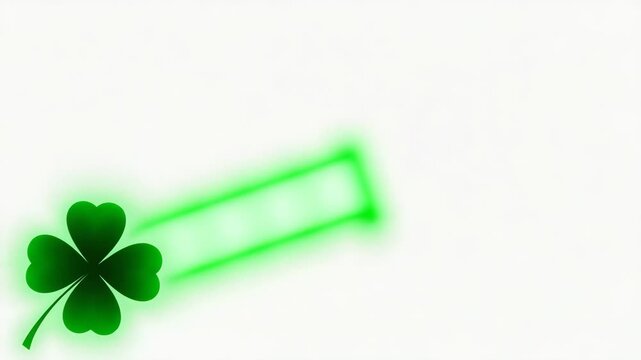 Animated four leaf clover with a growing neon light trail for saint patrick's day. A minimalist graphic element showing progress or loading status for a digital interface