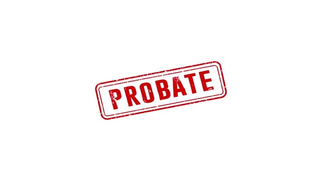rubber stamp animation,animated vibrant red grunge rubber stamp with 'PROBATE' text animated,4k video Rubber, seal, red, vintage effect, textured, motion graphics design.