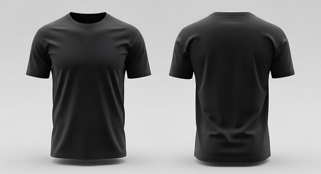 Black t shirt mockup front and back view  blank short sleeve tee