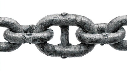Obraz premium Close up of a weathered metal chain against a clean white background
