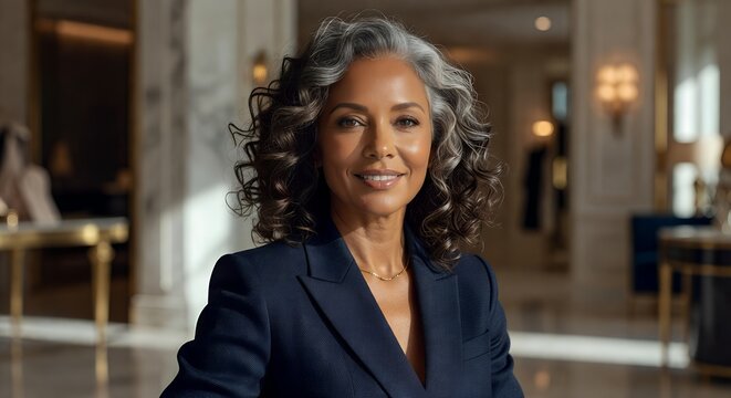 Confident Mature Businesswoman Portrait in Modern Interior