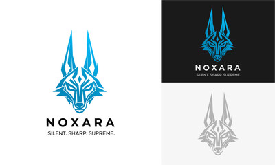 Stylized Wolf Logo Designs in Various Colors and Typography Illustrations