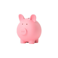 Fototapeta premium Pink piggy bank isolated on white, a classic symbol of financial savings, future investments, and economic growth. Represents personal finance, budgeting, and wealth accumulation