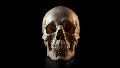Obraz premium A human skull is displayed against a dark background in this dramatic and intense image.