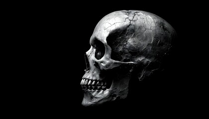 Obraz premium A close-up view of a human skull with a black background