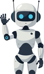 robot umanoide uomo donna che saluta stop alt vettoriale 