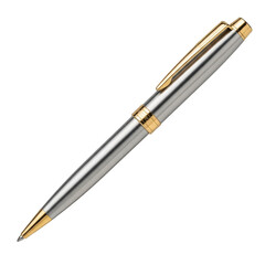 Naklejka premium Luxury silver and gold ballpoint pen, isolated on transparent background