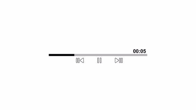 Audio music player bar template animation on a transparent background 