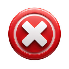 Fototapeta premium Red cancel Icon for error or close action transparent background
