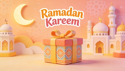 Elegant Islamic Decoration Background with Crescent Moon for Creative Projects