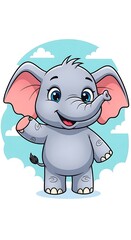 Naklejka premium Smiling Cartoon Elephant with Big Ears.