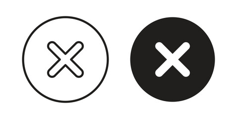 Obraz premium Cancel icons vector glyph and thin line. Black icons