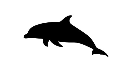 Fototapeta premium Black silhouette of a dolphin swimming.