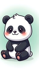 Obraz premium Cute cartoon panda bear sitting down.