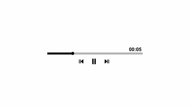 Audio music player bar template animation on a transparent background 