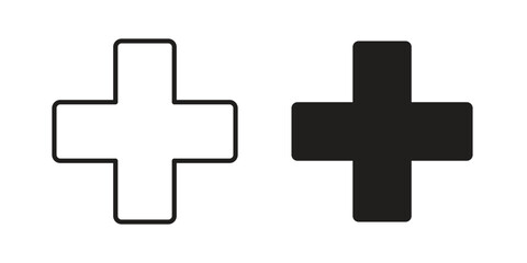 Fototapeta premium Hospital signs vector glyph and thin line. Black icons