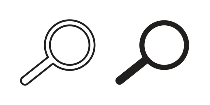 Loupe icons vector glyph and thin line. Black icons