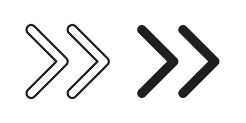 Obraz premium Next arrow icons vector glyph and thin line. Black icons