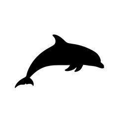 Fototapeta premium Black silhouette of a dolphin swimming.