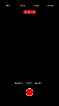 Vertical mobile camera screen recording overlay with visible time code on transparent background. Designed for realistic UI compositing. Ideal for mockup edits.