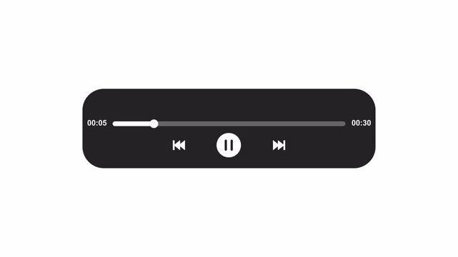 Audio music player bar template animation on a transparent background 