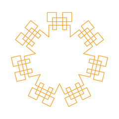 Minimalist orange geometric circular pattern of interconnected squares