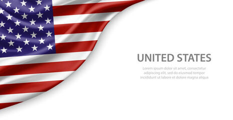 United States Waving National Flag Template Background With Copy Space © magr80